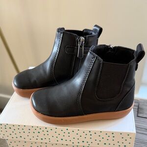 Kids Black Chelsea Boots with Brown Sole